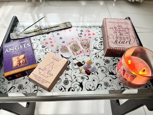 Numerology consultation with charts and cards